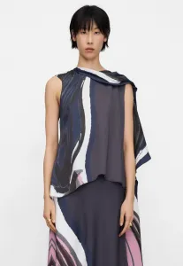 Блузка с принтом и воротником-шарфом Adolfo Dominguez, Flower Stamped