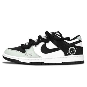 Nike Кроссовки для скейтбординга Dunk Black White, Aiming At The Target, износостойкие, низкие, унисекс, черные, зеленые