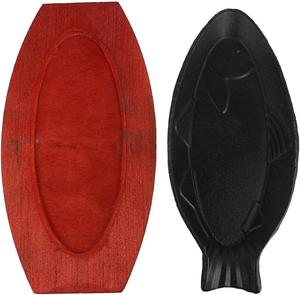 Блюдо чугунное Angoily для рыбы, 31 см, черный