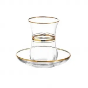 Набор стаканов для чая LAV с золотыми акцентами - 12 предметов, 115 мл - элегантный и современный Lav