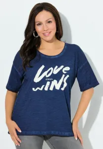 Футболка с принтом «любовь всегда побеждает» Ulla Popken, Ink Blue