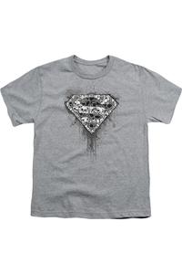 Футболка с суперчерепами Superman для детей Gildan, Athletic Heather