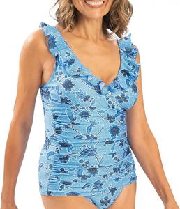 Женский купальник-топ танкини с принтом и рюшами Dolfin