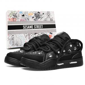 SESAME STREET Унисекс скейтерские кеды низкие бело-черные [Классика], цвет Black[Classic]