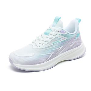 JSWEI Дышащие износостойкие нескользящие низкие кроссовки для женщин для бега на длинные дистанции белый+светло-фиолетовый, рекомендуем взять на размер больше