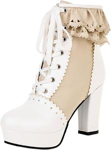 Женская мода: ботильоны Лолита на платформе с высокими каблуками 9,5 см, круглый носок, короткие, лаконичные, на шнуровке, многоцветные, для вечеринки, сексуальные, размер US4-US15, модель 998-10-11 LYYSKY, Apricot(998-11)