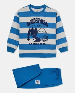 Комплект из 2 предметов длинная свитшот с застежкой и полосками и плюшевые штаны для мальчика Kids El Corte Inglés, зеленый