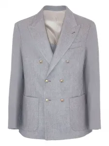 Двубортный пиджак с заостренными лацканами Eleventy, серый