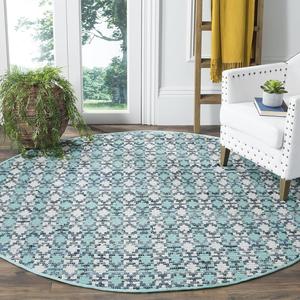 SAFAVIEH Montauk Collection круглый ковер 122 x 122 см Turquoise / Multi MTK123C ручной работы плоского плетения из хлопка