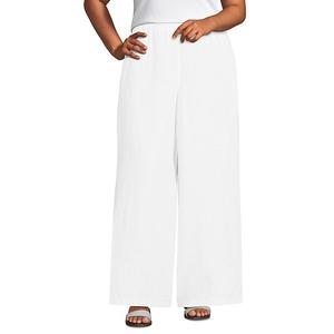 Брюки палаццо с высокой талией из льна Plus size Lands' End, White