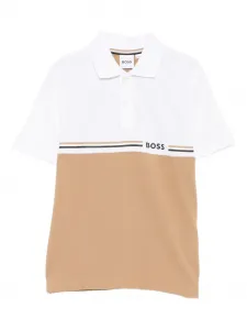 Поло с принтом логотипа BOSS, белый