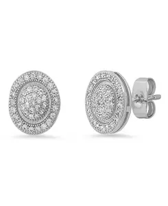 Женские круглые серьги-гвоздики из латуни с имитацией бриллиантов Steeltime, silver