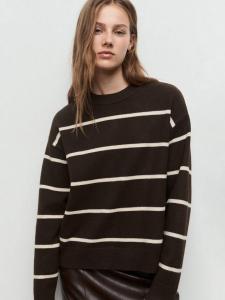 Джемпер Marina Stripe Mango, Dark Brown