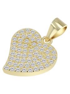 Adeliás Женский кулон - кулон в форме сердца из серебра 925 пробы с кубическим цирконием в золотой оправе