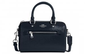 COACH Роуэн Патентная кожа с кожаной сумкой через плечо маленькая женская морская синяя