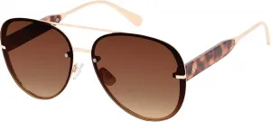 Женские элегантные солнцезащитные очки-авиаторы Jessica Simpson J5702 из металла с защитой от УФ-излучения UV400, Rosegold Tortoise