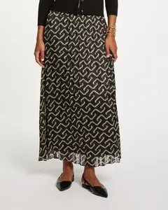 Длинная плиссированная юбка Morgan, черный/бежевый