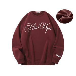 Свитшот Unisex Crew Neck Thickened Regular HUANQIU, burgundy fleece-lined