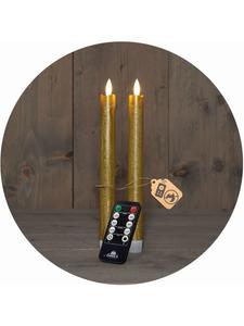 Novaliv Светодиодные свечи-конусы с таймером, золотистые, набор из 2 штук, для использования в помещении, с 6-часовым таймером, золотистый цвет