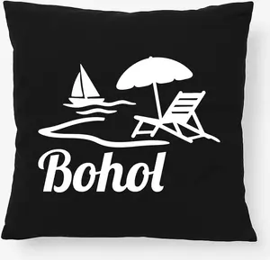 Подушка Huuraa Bohol Island, дизайн на Филиппинах, подарок, 40x40 см, с наполнителем, черный хлопок, декор в стиле Бохол Hellweg Druckerei