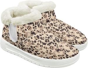 Женские зимние ботинки JoyLamoria House с мехом для работы и походов, утепленные для улицы, Leopard Print