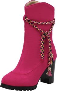 Женские ботильоны на каблуке с боковой молнией XIEPP, Rose Red