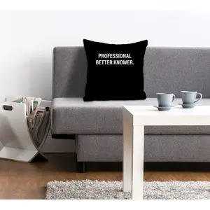 Подушка для декора queence PROFESSIONAL BETTER KNOWER. Чехол для подушки без наполнителя, 1 шт. Queence, Schwarz + bedruckt
