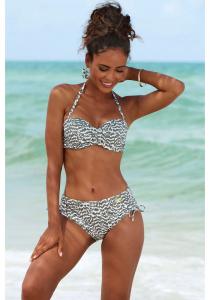 LASCANA женский бикини-топ бандо с анималистичным принтом, цвет green multi