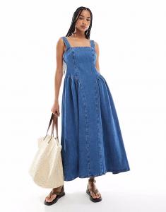 Джинсовое платье-миди ASOS DESIGN с боковыми вставками