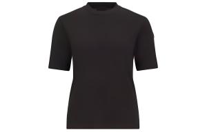 Футболка женская черная Moncler с тисненым логотипом