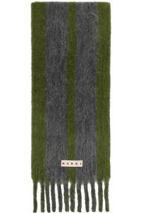 Marni Шарф из альпаки в зелено-серую полоску
