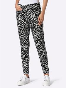 Брюки с принтом черного и экрю цвета Heine