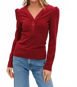 Топ с длинными рукавами в рубчик, бордовый Six/Fifty