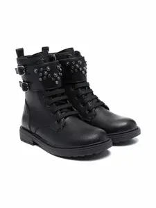 Ботинки на шнуровке с заклепками Geox Kids, черный