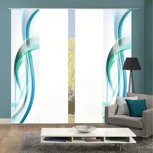 Раздвижная штора FALA Панельная каретка 4 шт. Комплект раздвижных штор Digi, 4 шт., FALA ЯГОДА Home Wohnideen, синий/зеленый