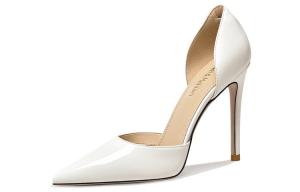 Тонкий каблук высокие туфли 10 см женские Lily Wei, белый