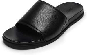 Мужские кожаные сандалии OLUKAI Olali Slide, удобная застежка и поддержка свода стопы, мягкий и прочный материал, комфорт на весь день, черный