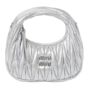 MIU MIU Сумка мини женская из кожи наппа silver
