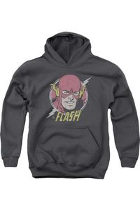 DC Comics Футболка с капюшоном Flash Vintage Voltage для молодежи Gildan, Charcoal