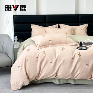 Yalu Комплект постельного белья 1,5 м, 4 предмета: пододеяльник 200x230 см, простыня на резинке, 2 наволочки, 100% хлопок, цвет Lingli