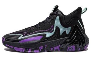 Erke Амортизирующие нескользящие износостойкие поддерживающие баскетбольные кроссовки мидтоп мужские черно-фиолетовые