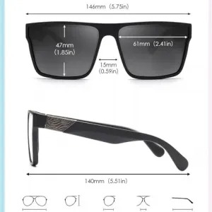 Ретро-солнцезащитные очки 2027 года для мужчин и женщин, квадратные очки для вождения с плоской верхней частью, защита от ультрафиолета UV400 MTZJH, C1 Black Grey