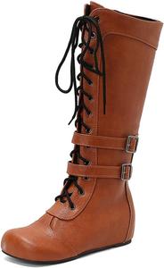 LYYSKY Женские повседневные сапоги средней длины с шнуровкой. Пожалуйста, смотрите таблицу размеров и описание товара. Размеры: US4-US17 / EU34-EU50, Yellow(Pu)