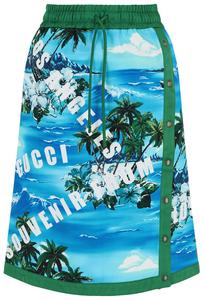 Юбка Gucci с гавайским принтом, длиной до колена, синий