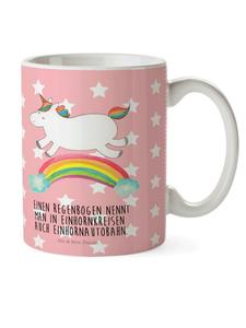 Детская кружка Единорог и радуга с надписью в пастельно-красных тонах Mr. & Mrs. Panda