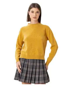 Свитер с круглым вырезом и ребристой вязкой Kocca, желтый