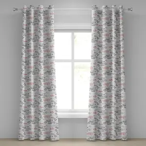 Этническая штора на люверсах ABAKUHAUS, китайский народный мотив Великой Китайской стены с аутентичными драконами и местным культурным принтом с изображением людей, декоративные двухпанельные шторы, 280 см x 175 см, темно-серо-красный Abakuhaus