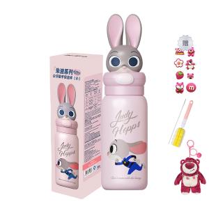Кружка Lotso Collection Zootopia универсальная термоизолированная из нержавеющей стали 400мл Disney, Judy Rabbit+Doll Pendant[Includes Cup Brush+Straw Brushes+Random 3D Stickers]