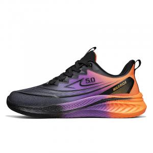 WARRIOR Мужские беговые кроссовки лоу-топ черные черно-фиолетово-оранжевые, цвет Black Purple Orange