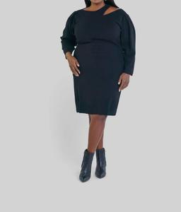 Черное платье-свитер с длинными рукавами мини плюс Donna Morgan